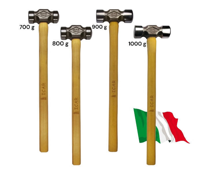 Set Martelli Da Fabbro 3 Pezzi - 300, 500, 800 Gr, Con Manico In Hickory - Foto 9